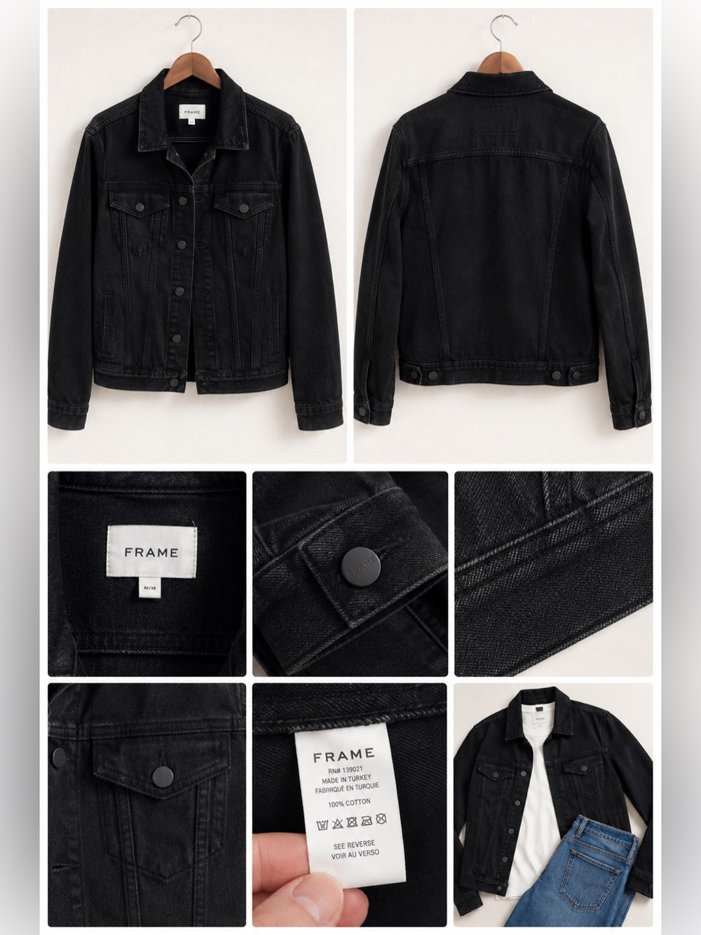 Frame Denim Washed Black Jean Jacket